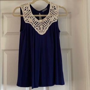 Stitch Fix Blue Tank with Lace Trim